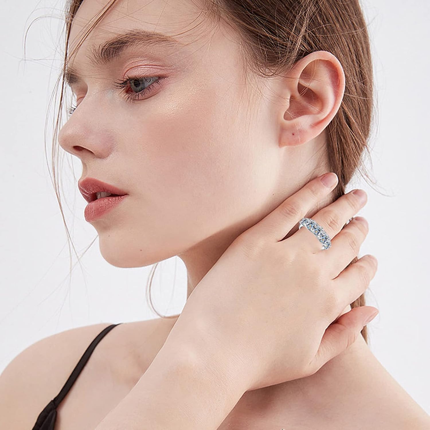 5 Stone Moissanite Half Eternity Ring Wedding Band 3.6cttw D Color VVS1 925 Silver 5-Stone Engagement Ring for Women Wife Mom - Image 7