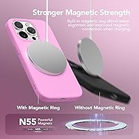 Vista 773 de GONEZ Funda de silicona para iPhone 15 Pro Max, compatible con Magsafe, protector de cámara + protector de pantalla, forro de microfibra suave Negro