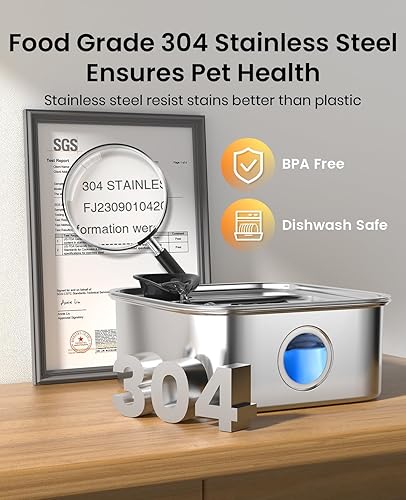 Miniatura 8 de oneisall Fuente de agua para perros grandes, fuente de agua para perros grandes, fuente de agua para perros de 10 L2.6 galones con multifiltración y