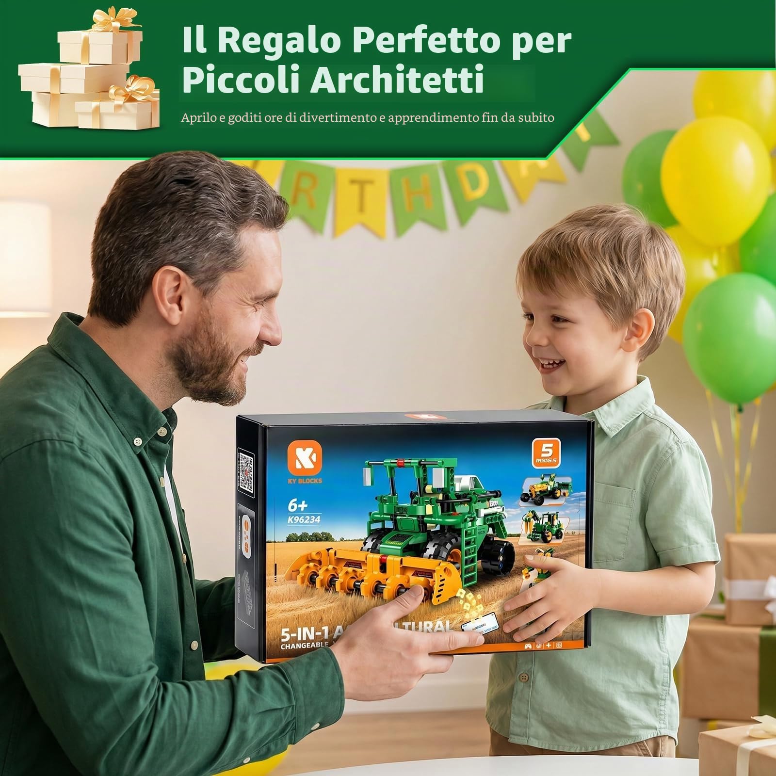 Technic Robot Telecomandati per Bambini, Set Robotico Programmabile 5 in 1 con App e Telecomando,Technic Robot Veicolo Agricolo per Bambini Idee Regalo per Ragazzi e Ragazze Dagli 6-12 Anni