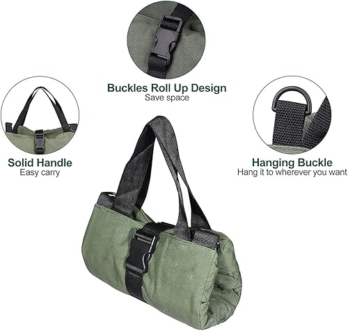 Miniatura 3 de Bolsa de herramientas de lona, organizador de herramientas, 6 bolsillos con cremallera, bolsa enrollable de mano con herramientas de gran capacidad,