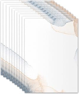 50x Briefpapier DIN A4 beidseitig bedruckt - Blanko Briefpapier Set zum Beschriften und Bedrucken für Hochzeit, Geburtstag, Einladungen (A4, Aquarell)