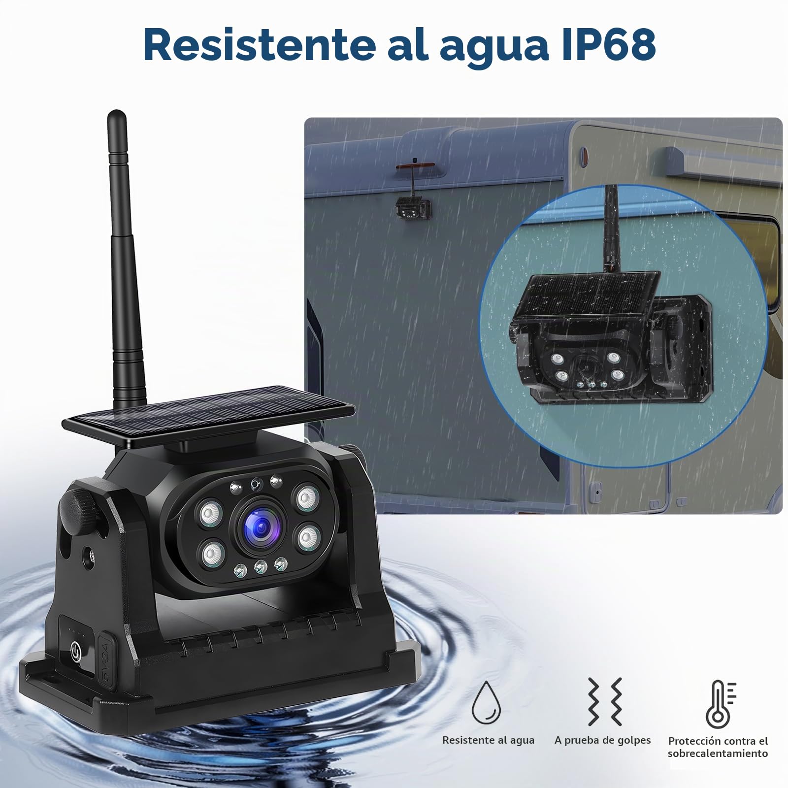 Podofo Cámara Trasera inalámbrica WiFi Estable, cámara de Marcha atrás 1080P con Impermeable, Carga Solar, Base magnética, cámara Recargable de Ayuda a la Marcha atrás para camión/Remolque/RV