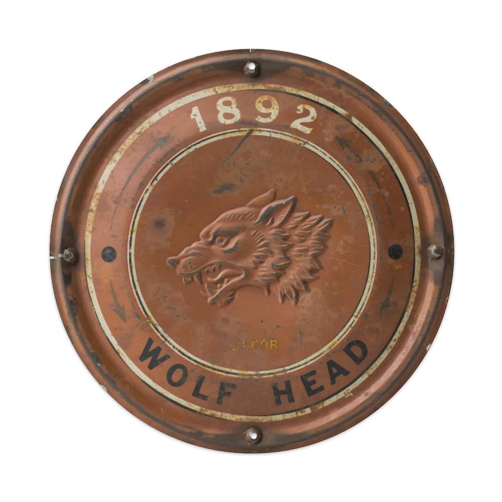 1892-Wolf-Head-Decor Metal Tin Sign Plaque
