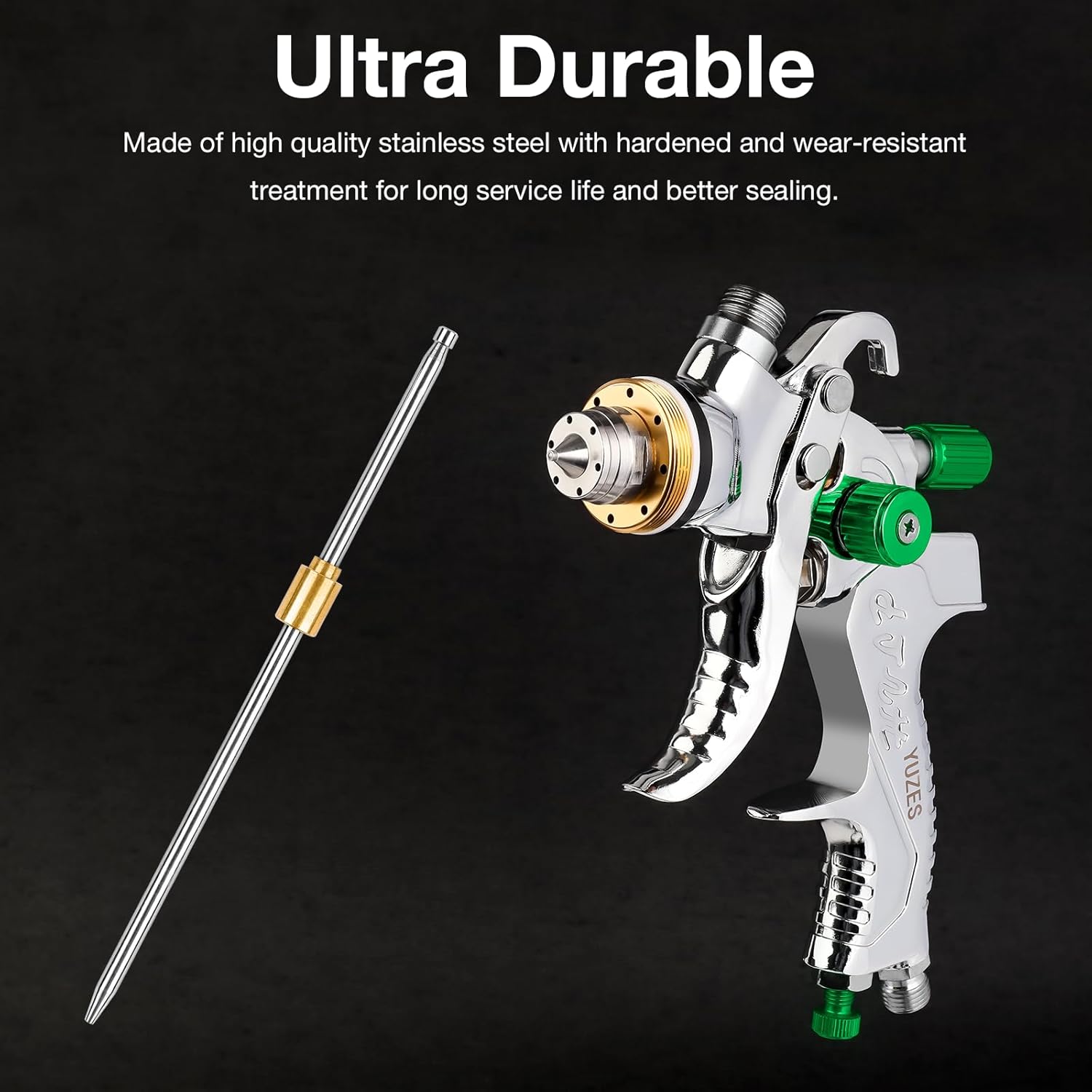 YUZES HVLP Spray Gun Kit with 1.4/1.7/2.0mm Nozzles & Air Filter with Pressure Gauge, Easy to Use Spray Paint Gun for Cars, Air Spray Gun for Painting Cars, Furniture, DIY Painting Primer, Clear Coat