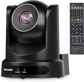 ROCWARE RC20 PTZ Camera, [USB Output & AutoFocus] Webcam with Zoom Lens, Camera 10X Optical Zoom, 16X Digital Zoom [Low-Li... Price In India