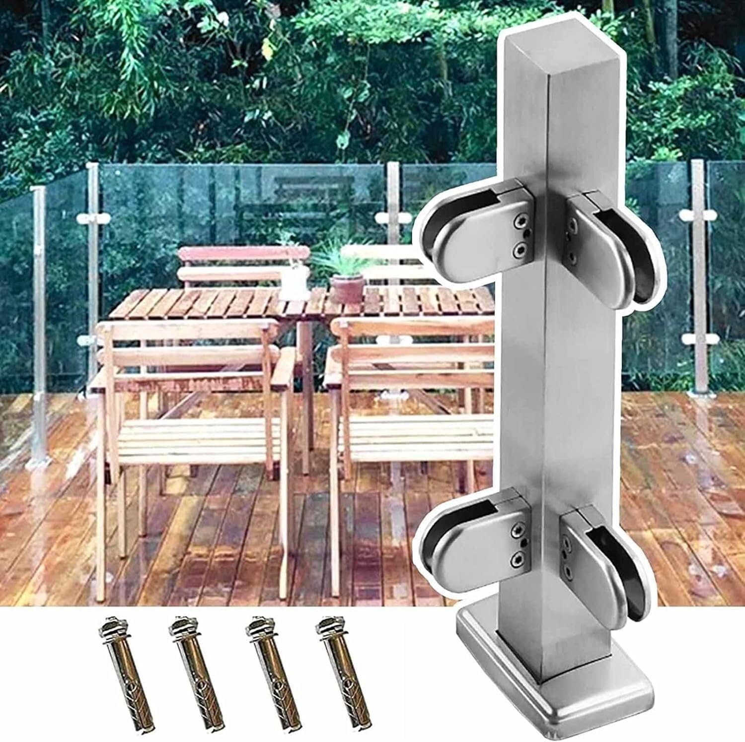Poste de balaustrada para veranda y terraza con paneles de vidrio