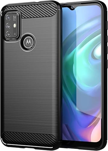 Funda de fibra de carbono para Motorola Moto G20, carcasa de fibra de carbono negra Souple Shell de silicona suave TPU funda protectora para