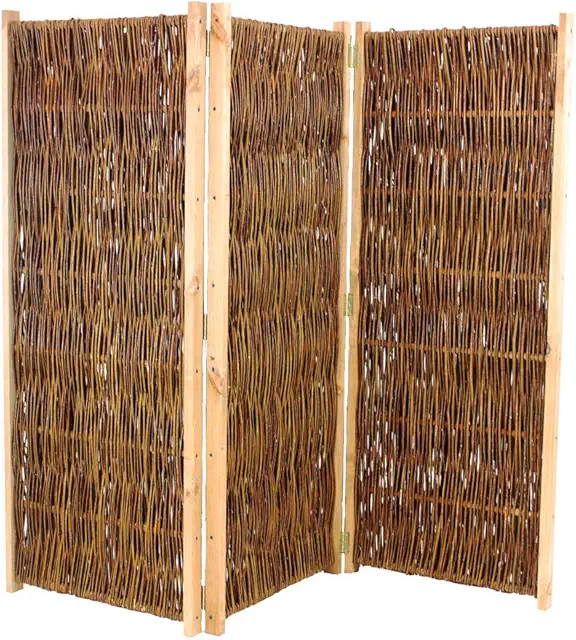 Weiden Paravent 3-teilig 180x180cm - Mobiler Sichtschutz Raumteiler