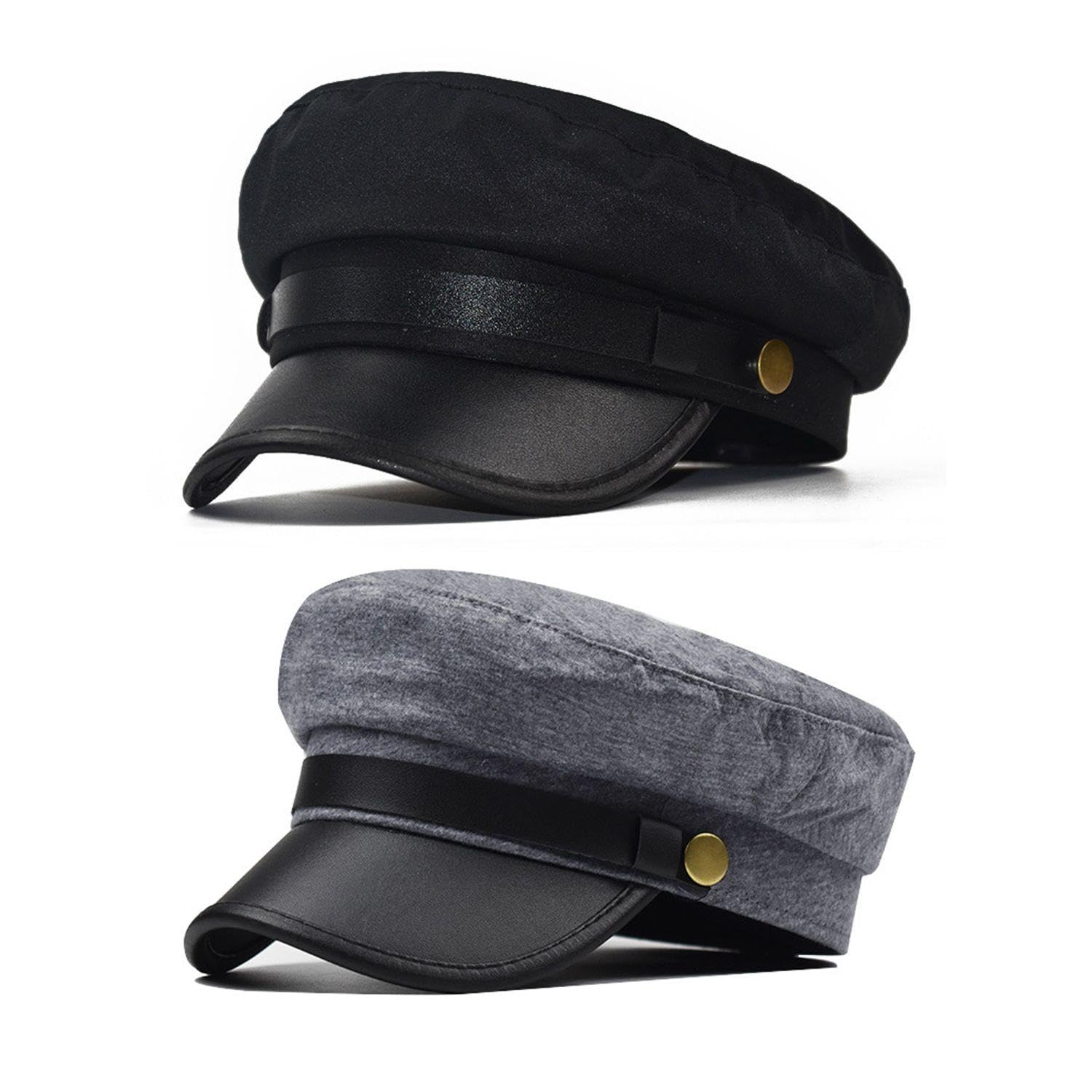2 Pieces Flat Driver Cap Set - Black Simple Retro Hat for Cosplay and Driver Clothing Supplies Accessories