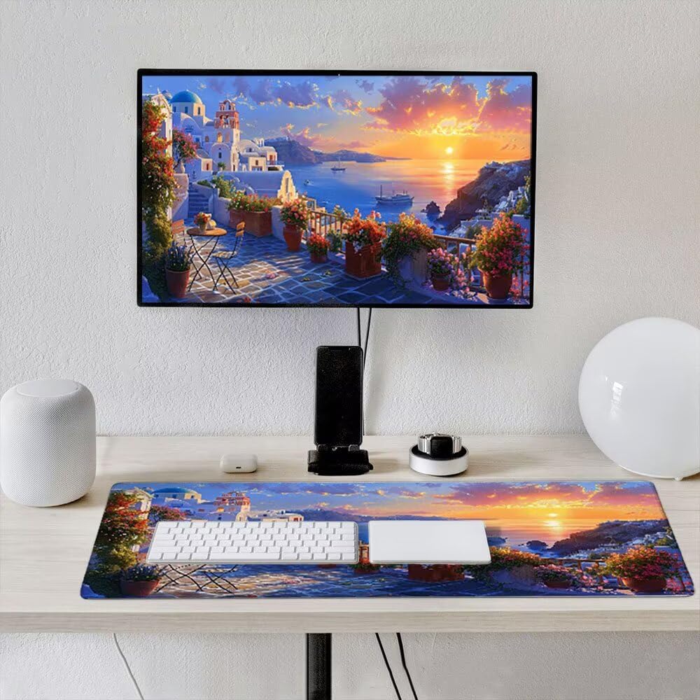 Duża podkładka pod mysz do gier XXL 1200 x 600 x 3 mm z zszytymi krawędziami, trwała antypoślizgowa podstawa z naturalnej gumy, zmywalna podkładka pod klawiaturę, odpowiednia do gier, domu, biura