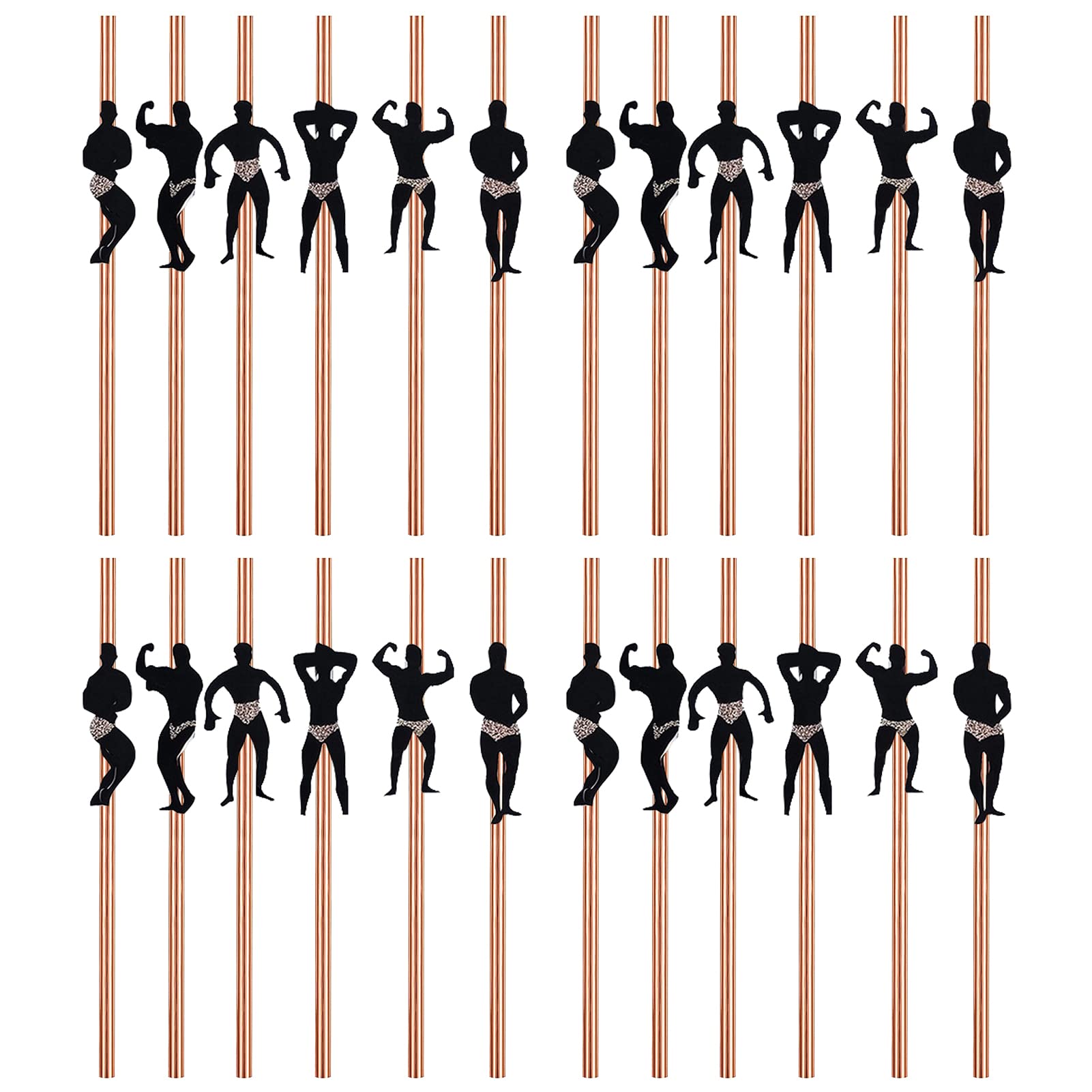 24pcs Naughty Bachelorette Straws Hen Party Cocktail Straws Dancing Men Male Stripper Rose Gold Paper Straw for Decoration Accessories - Image 2