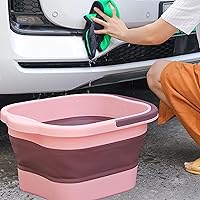 Vista 3 de Cubo de limpieza plegable de 15 litros para camping, lavado, coche, picnic, baño de pies, cubo de plástico para limpiar el cubo de trapeador, cubo