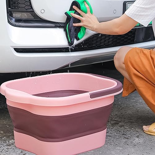 Miniatura 3 de Cubo de limpieza plegable de 15 litros para camping, lavado, coche, picnic, baño de pies, cubo de plástico para limpiar el cubo de trapeador, cubo