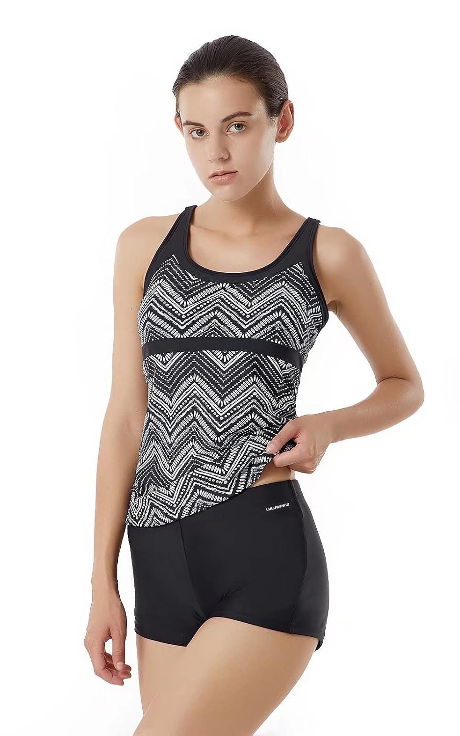 N A Women Tankini Swimsuit Two Piece U Neck Bathing Suit Boyshorts Athletic Swimwear - Review, Price and Buying Guide