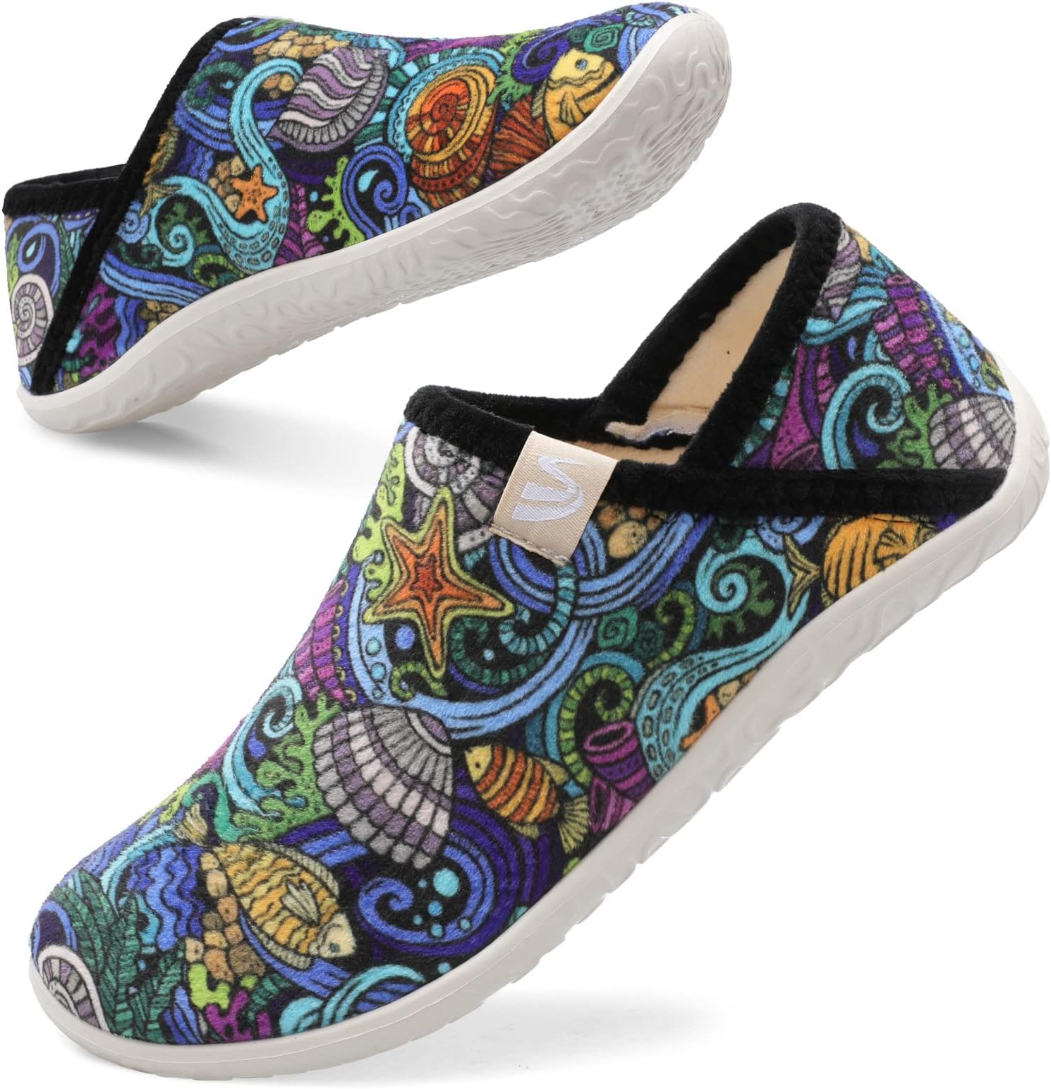 SpesoulFuzzy House Slippers for Women Men Indoor Closed Back Lightweight Cozy Faux Furry Lining Barefoot House Shoes Slipper Socks for Bedroom Home Office Yoga Outdoor Walking Shoes