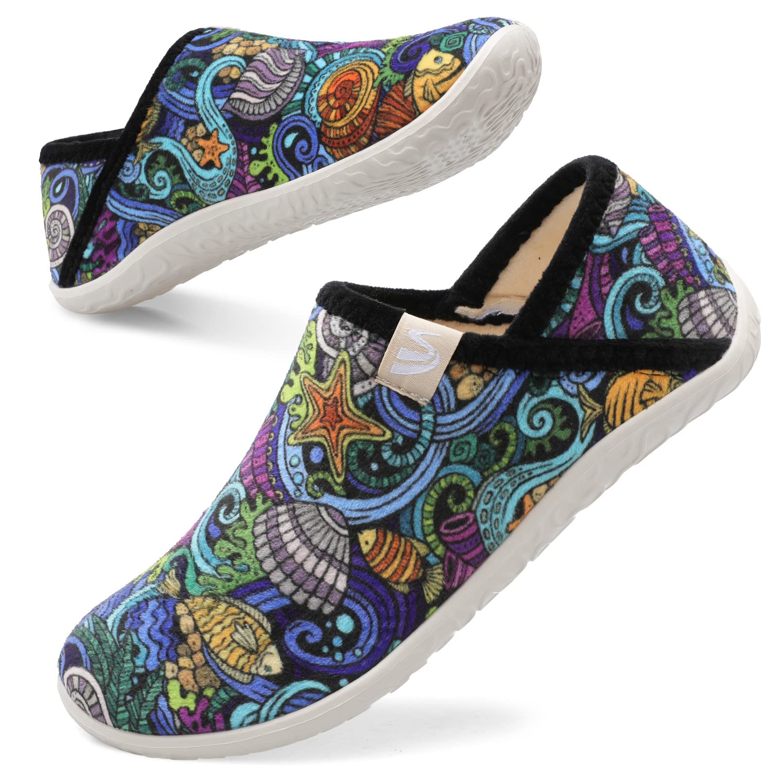 SpesoulFuzzy House Slippers for Women Men Indoor Closed Back Lightweight Cozy Faux Furry Lining Barefoot House Shoes Slipper Socks for Bedroom Home Office Yoga Outdoor Walking Shoes