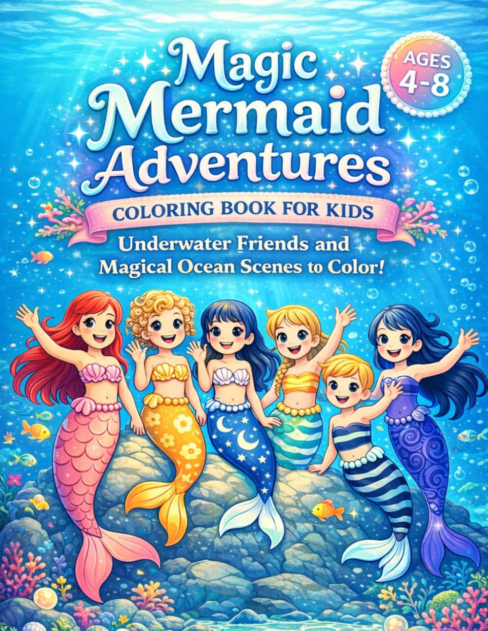 Magic Mermaid Adventures Coloring Book: Underwater Friends and Magical Ocean Scenes to Color for Kids Ages 4–8 (Magical Adventures Coloring Book Series for Kids Ages 4-8)