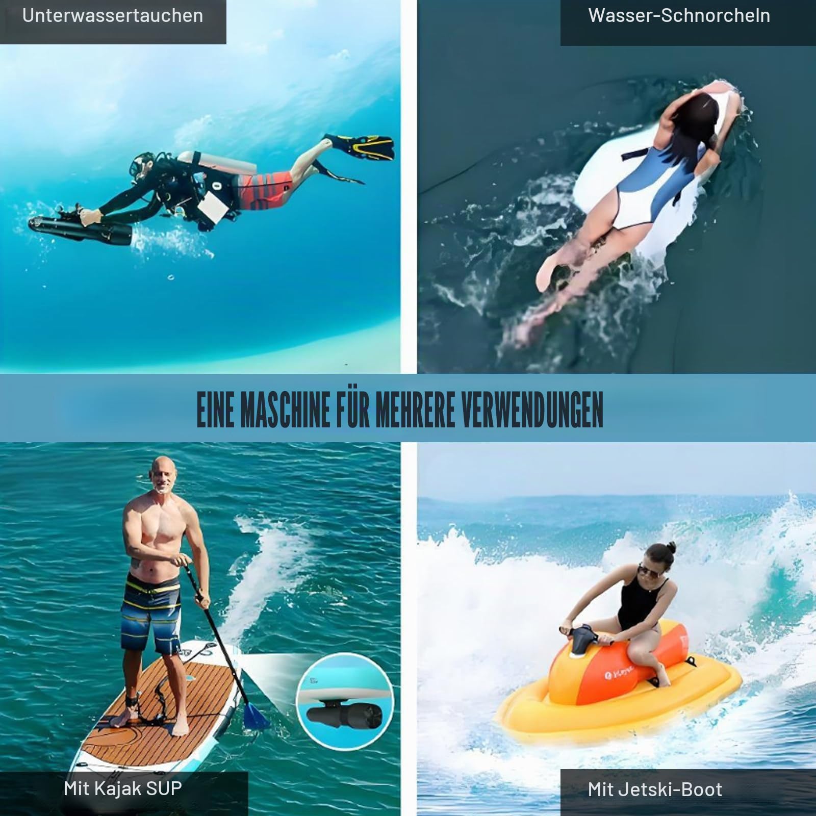 2-in-1 Unterwasser-Scooter + Bodyboard-Kit: bürstenloser 500-W-Druckstrahler, 3-7 km Geschwindigkeit, 9 Gänge, 360°-Griff – Ultimate Family Water Adventure 2025, NoScooter