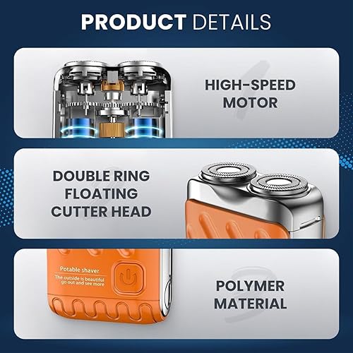 Miniatura 5 de R-12 - Afeitadora eléctrica de equipaje, mini afeitadora para hombres, afeitadora de barba y diseño de maleta portátil, mini maquinilla de afeitar
