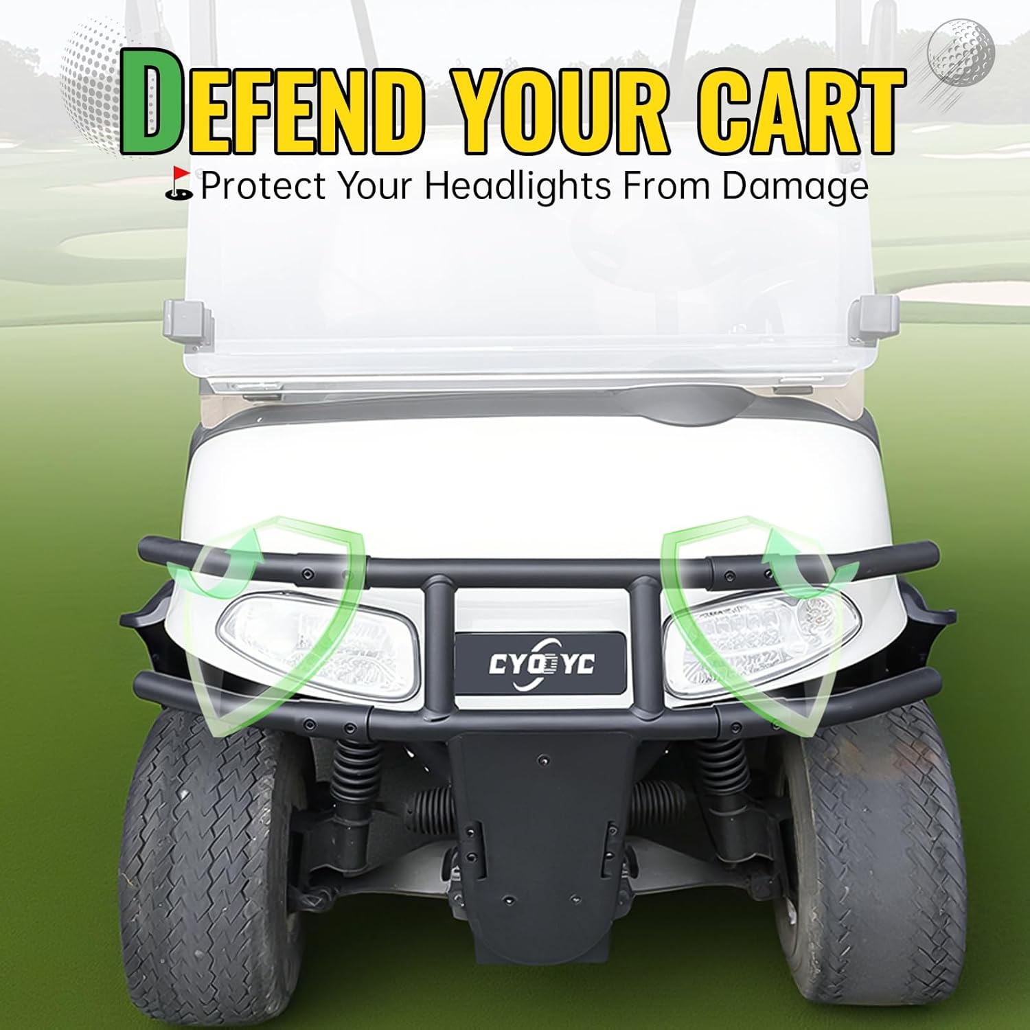 Front Brush Guard Compatible with EZGO RXV 2008-2015, Heavy Duty Combined Steel Front Bumper Guard with Black Powder Coated Finish for E-Z-GO Golf Cart Accessories