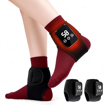 Foot Renew Triple Method Massager - 3-in-1 Cordless Heating Foot & Ankle Massager for Soothing Comfort, Portable with 3 Vibrations & Heat for Relaxation Black 2Pcs