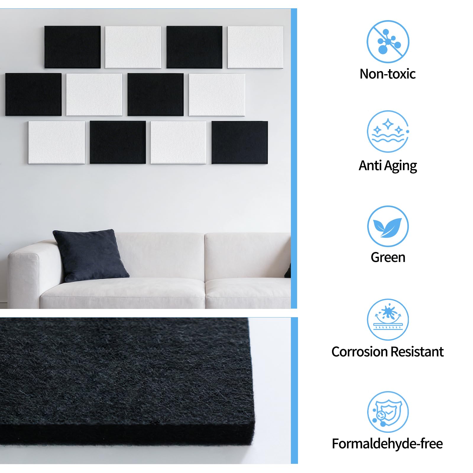 BXI Sound Absorber - 31.5 X 23.6 X 3/8 Inches 6 Pack High Density Acoustic Absorption Panel, Sound Absorbing Panels Reduce Echo Reverb, Tackable Acoustic Panels for Wall and Ceiling Acoustic Treatment