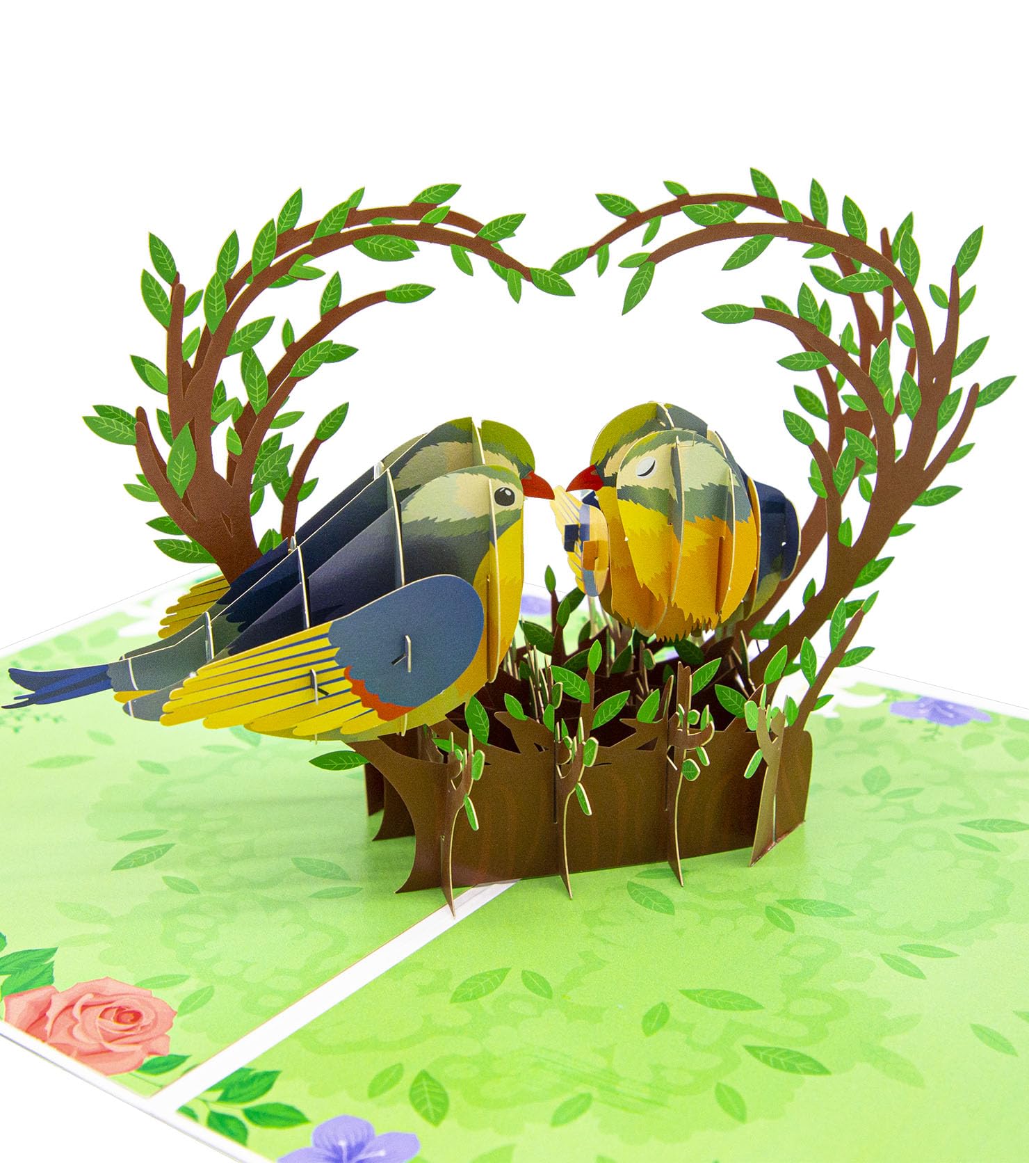 Love Birds Pop Up Karte, Paar Finken küssend, romantische Vogelkarte, 3D Grußkarten für alle Anlässe, Valentinstag, Happy Birthday, Jahrestag, Hochzeit
