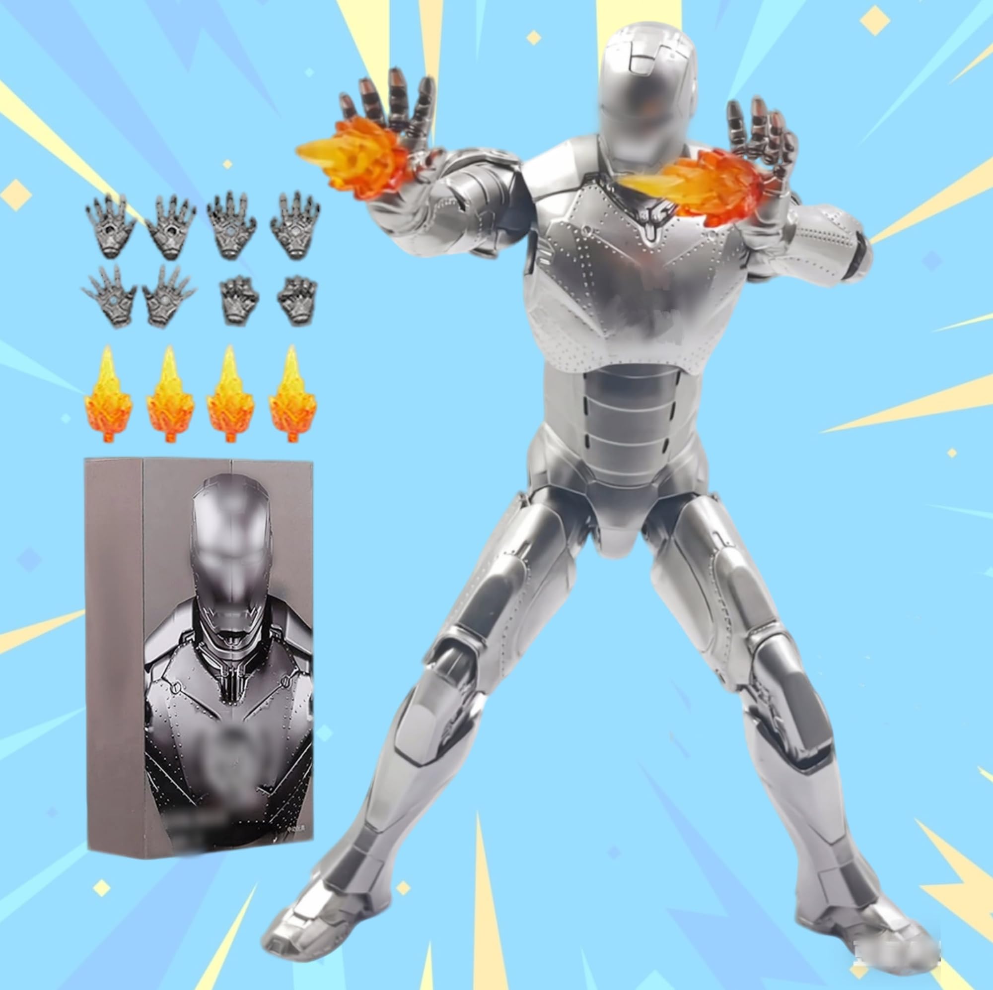 MK2Ironman Collectible Action Figure,7 Inch 10th Anniversary Metal Texture Painting Movable Mark Model Toys