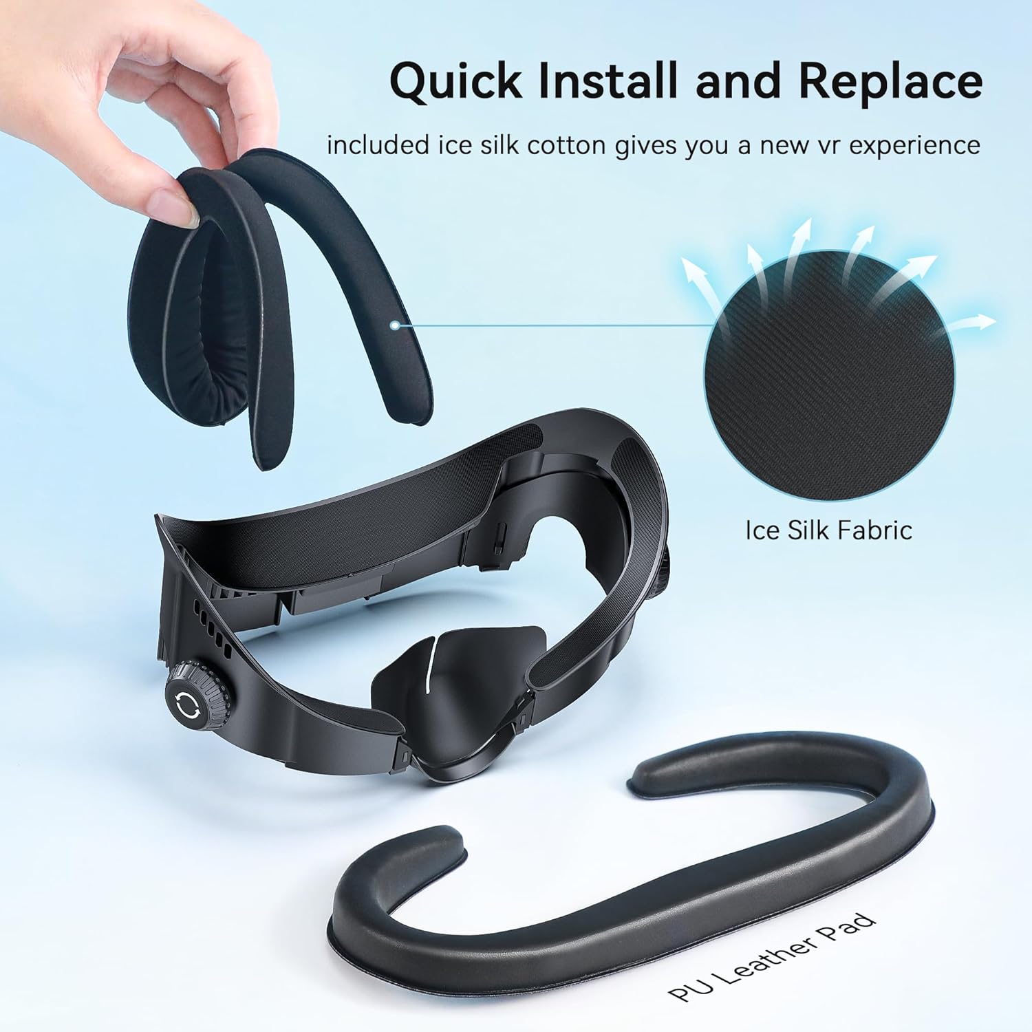 AMVR FC4 Upgraded Face Cover Pad Facial Interface Compatible with Meta/Oculus Quest 3 Accessories, with Knob Adjustable, NOT Compatible with Meta Quest 3S (Better for Halo Head Strap)