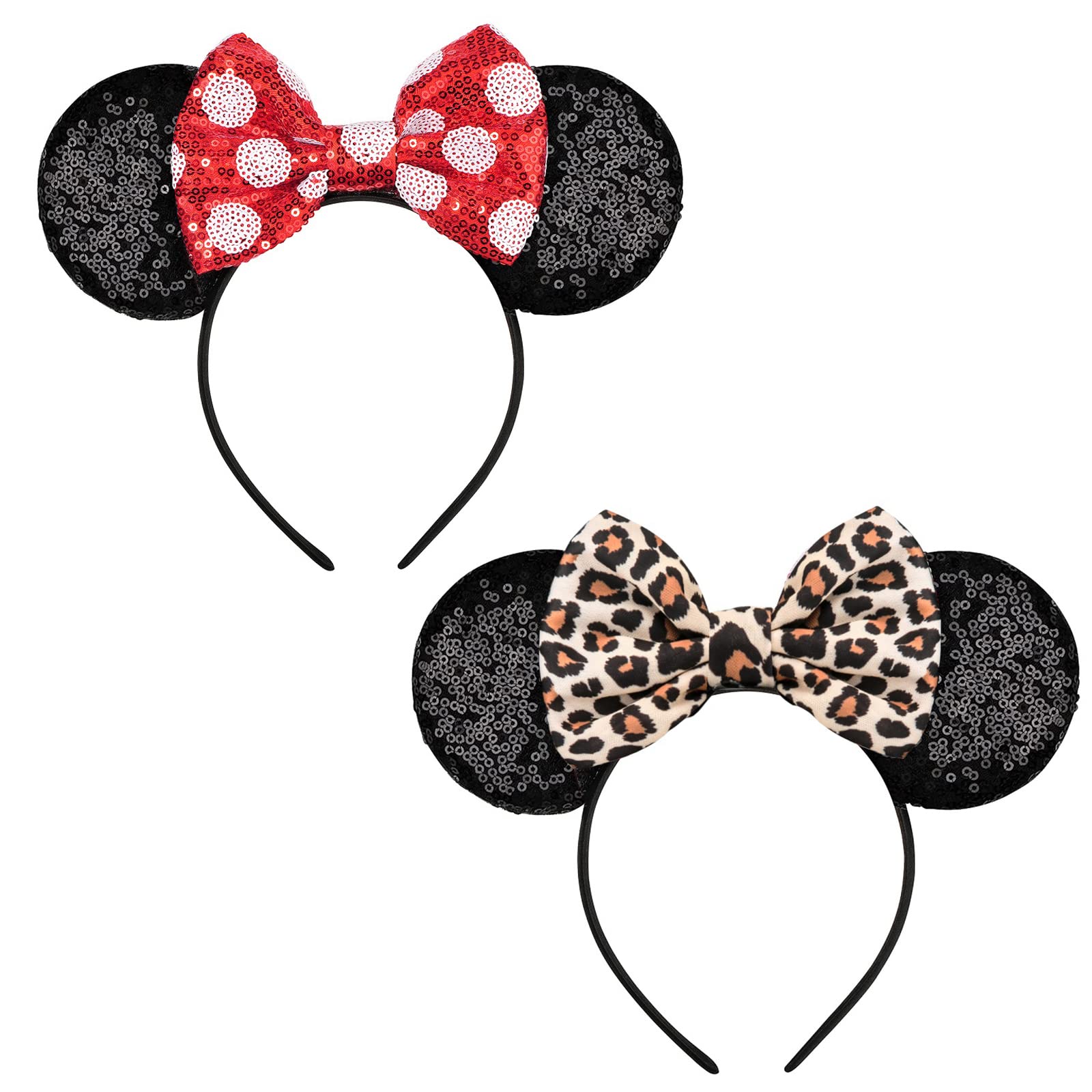 FANYITY Mouse Costume Ears,2 Pcs Mouse Ears Headbands for Girls &amp; Women Party,Size Free (HEBD+BW)