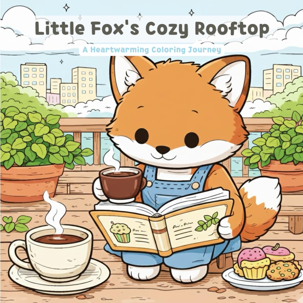 Little Fox's Cozy Rooftop: A Heartwarming Coloring Journey