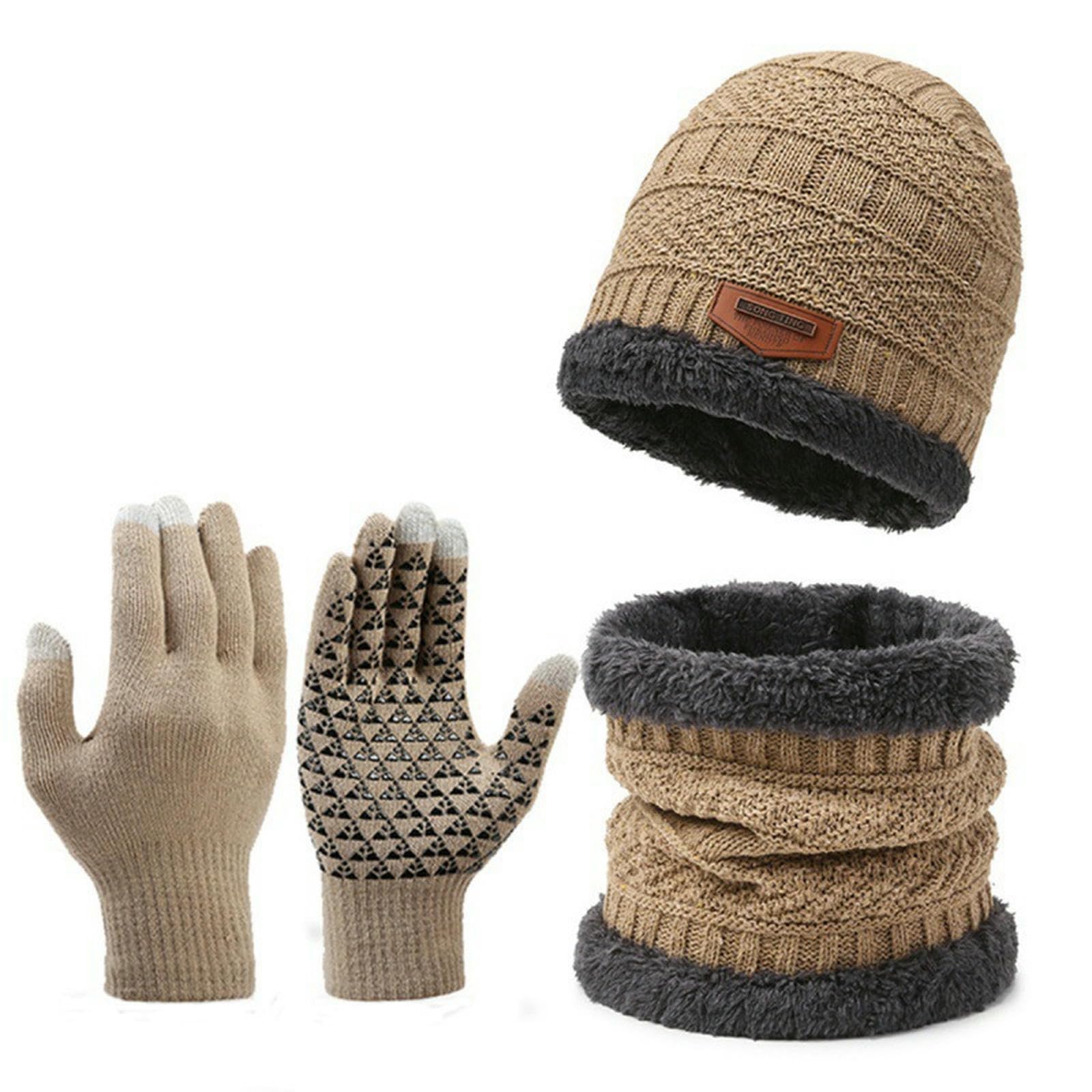 Set Gorro Bufanda Guantes de Lana Regalo de Invierno Tres Piezas