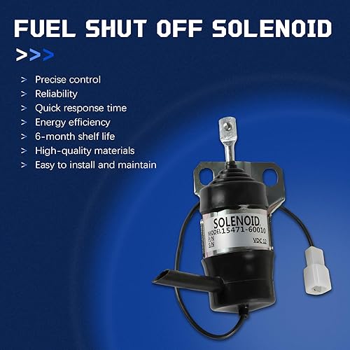 Miniatura 5 de Solenoide de apagado de combustible 12V 15471-60010 052600-1001 052600-1000 para Kubota B1250 B1750 L2250 L2650 L3010 L35 M4030 M49000 M 490 0DT-CAB