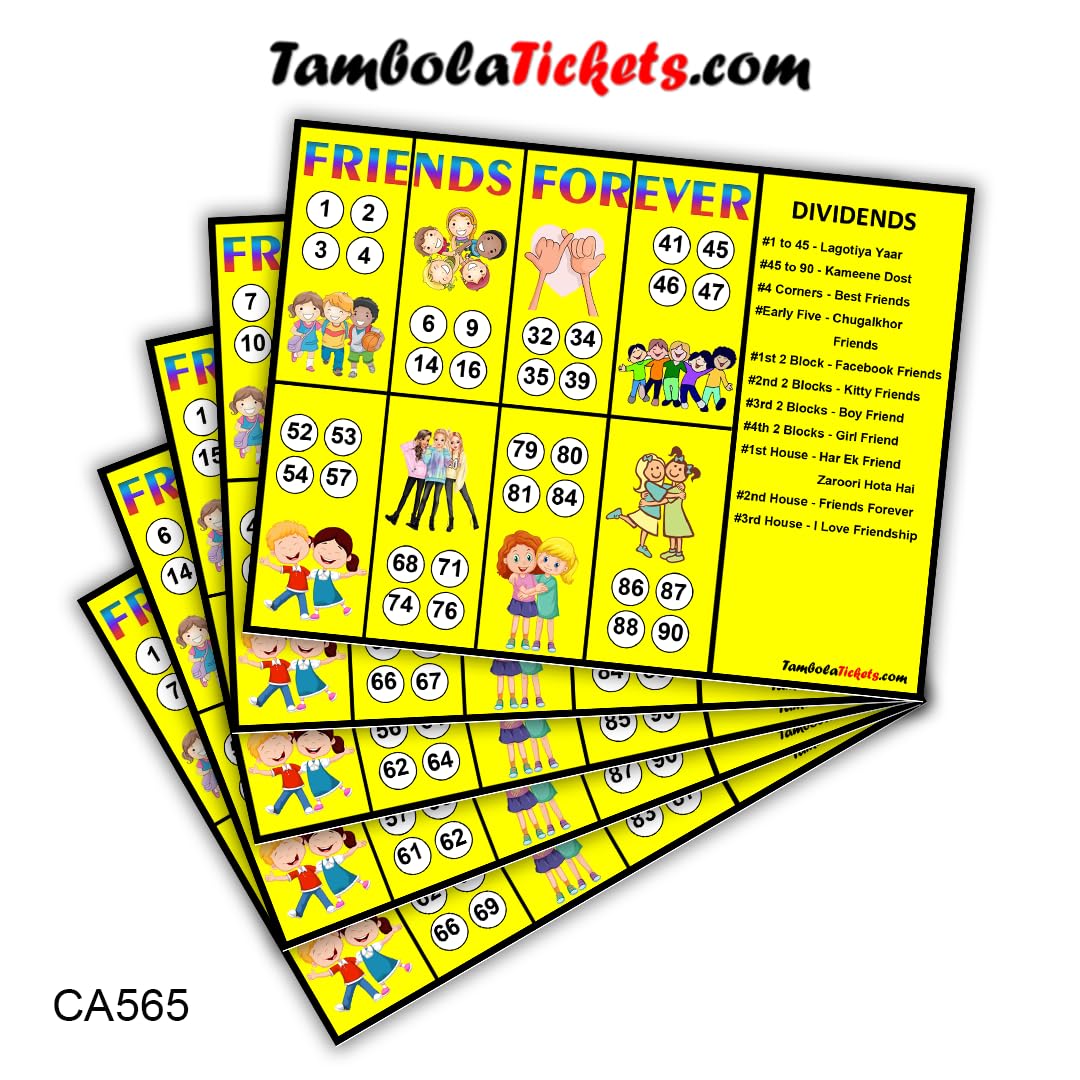 TambolaTickets.com Enduring Bonds Friend Forever Theme Tambola Tickets Bingo Housie Lotto (Printed On Hard Sheet, Big Size Tickets, 24 Cards) - Image 2 thumbnail