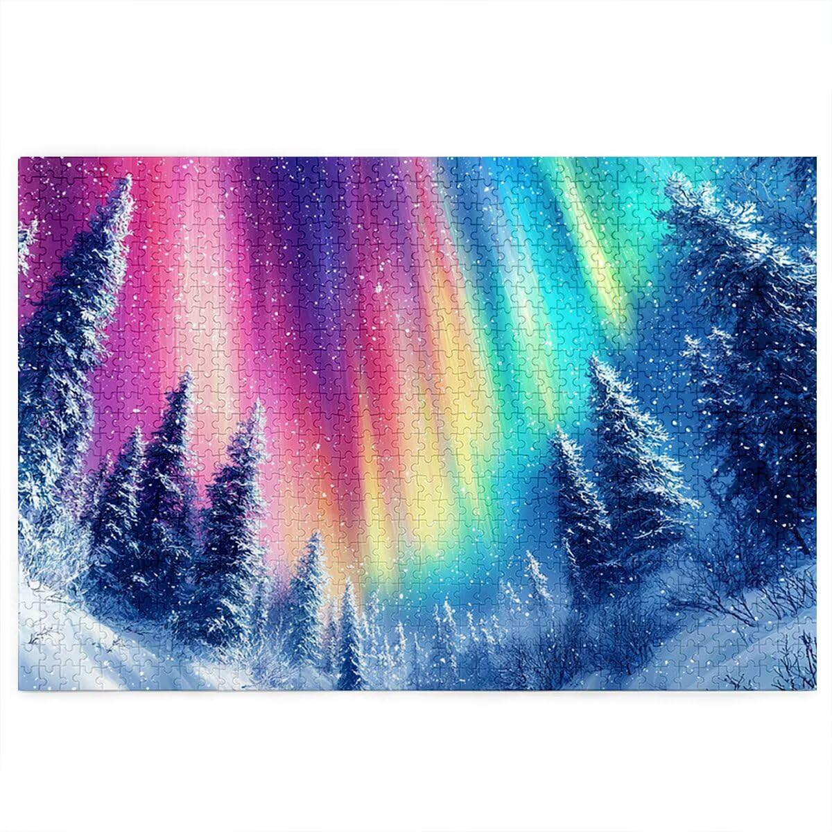 Puzzle 2000 Piezas, Puzzle Aurora con Caja para Adultos, Paisaje Rompecabezas Madera, Rompecabezas Desafiante para Toda la Familia, Puzzles para Decoracion Hogar, Regalo Mujer, Regalo Hombres, -3893