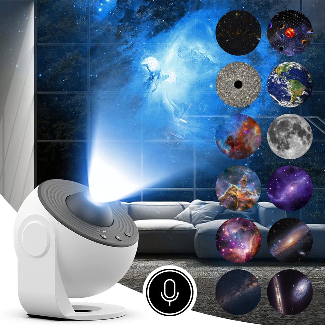 SPACE DOG Projektor galaktyk i domowe planetarium dla dzieci, 12 płyt w jakości HD, komentarz audio do obiektów niebieskich, projekcja galaktyk, gwiazd, planet i mgławic kosmicznych