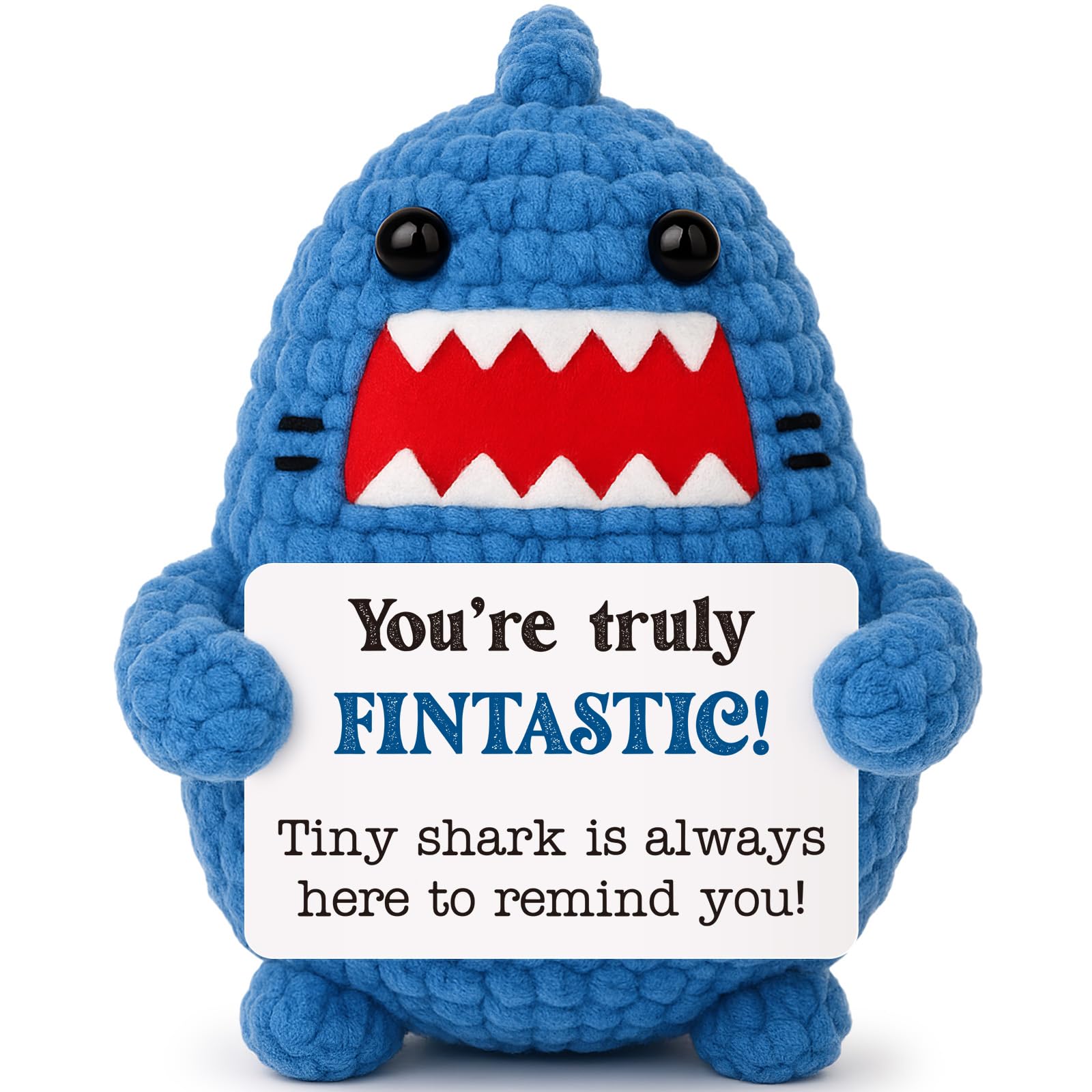 Positive Crochet Animals Shark Gift White Elephant Gifts for Adults Friends Christmas Secret Santa Gifts for Coworker Women Men Get Well Gag Emotional Positive Shark Appreciation Thinking of You