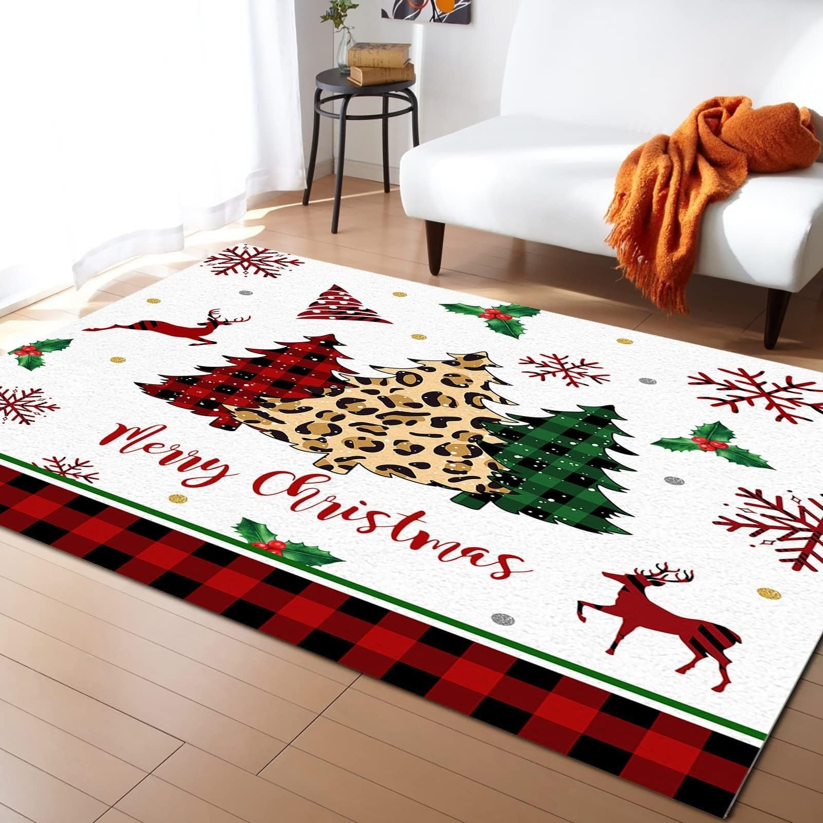 Tapis en flanelle de Noël pour enfants 80x150 cm à carreaux buffalo