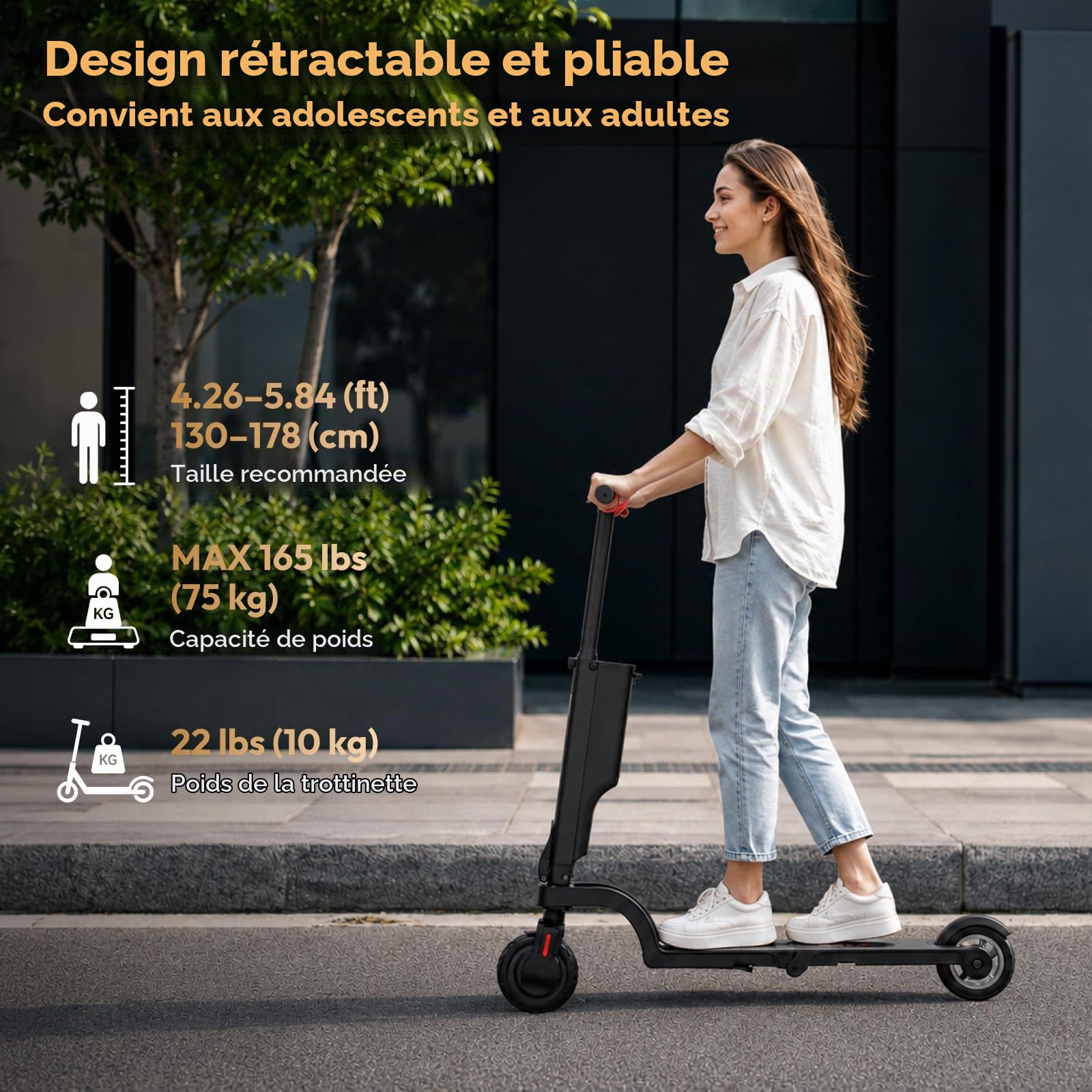 HX X6 Patinete Eléctrico Adultos 4 Pliegues Para Batería Extraíble,trotinete electrica Urbanos,Motor 350W & Autonomía 20-40km,aplicación-5.5'' Rueda Sólida