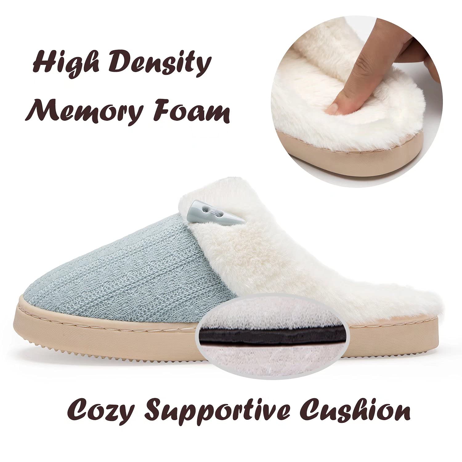 NineCiFun Pantofole da donna Comfort Memory Foam Pantofole morbide e pelose Scarpe da letto calde Pantofole antiscivolo