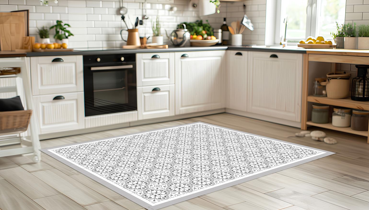 DobleUve Estudio Alfombra Vinílica Hidráulica Capri | Color Gris | 300x200 cm | Alfombra Cocina Lavable Antideslizante | Alfombra Vinilica | Suelo Vinílico | Alfombra Vinilo Salón