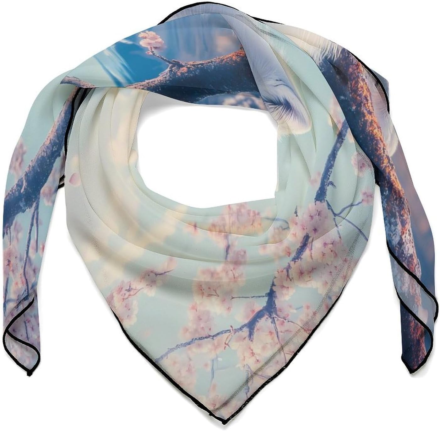 Fox Japanese Mount Fuji Bandana Fashion Head Scarf Square Silk Scarf Print Neck Hair Scarfs for Women Men Gifts