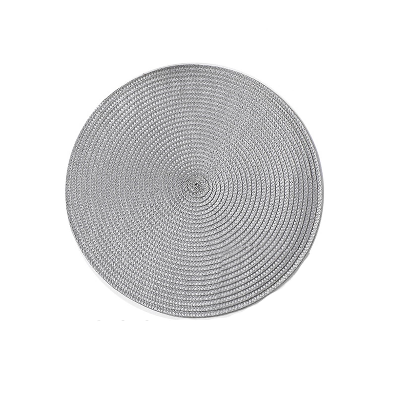 Set de table gris argenté au tissage creux raffiné de 34 cm de diamètre