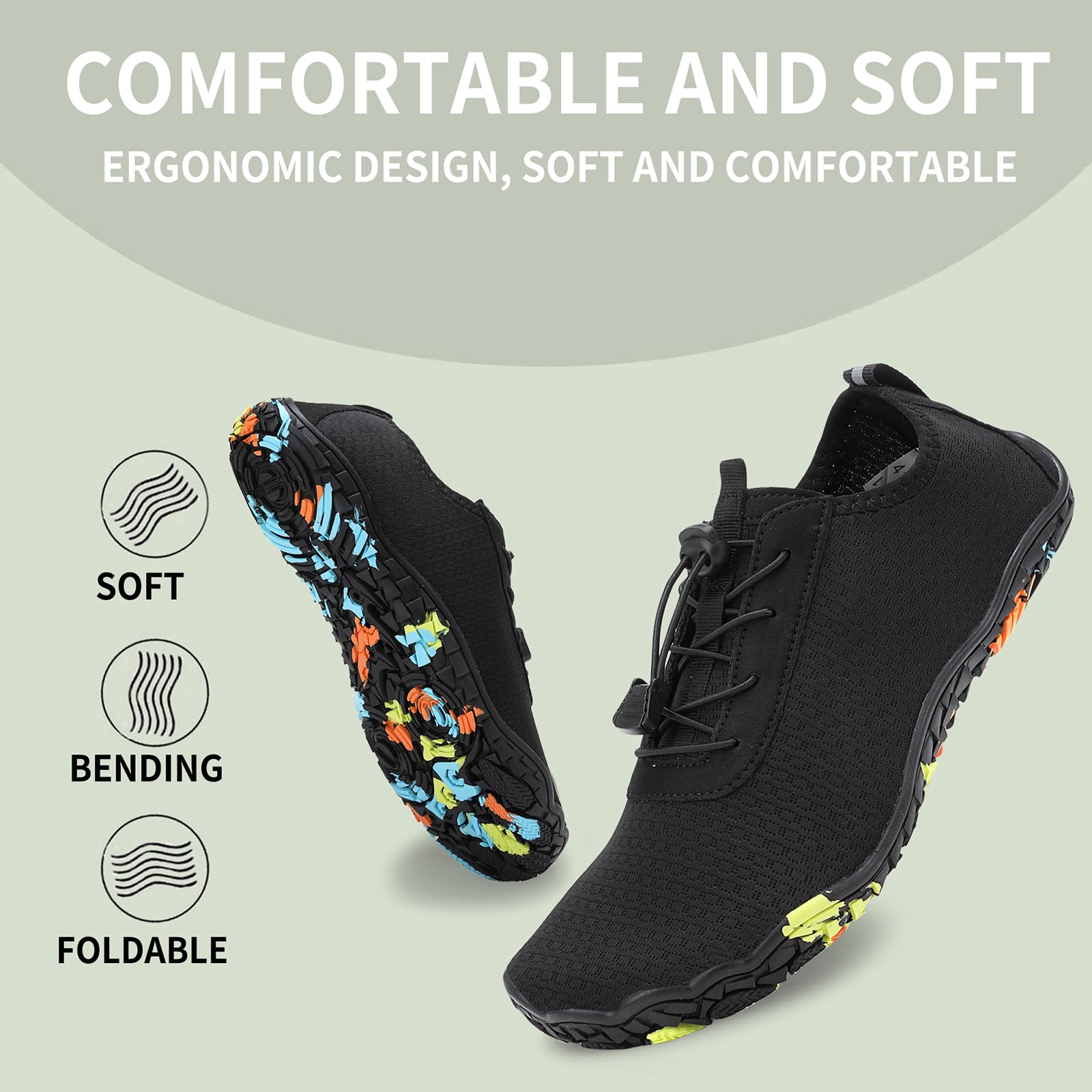 Scarpe da Acqua Adulti, ad Asciugatura Rapida, Calze acquatiche a Piede Nudo Antiscivolo per Spiaggia, Nuoto, Piscina, Fiume, Lago, Escursionismo, Kayak, Surf e Sport