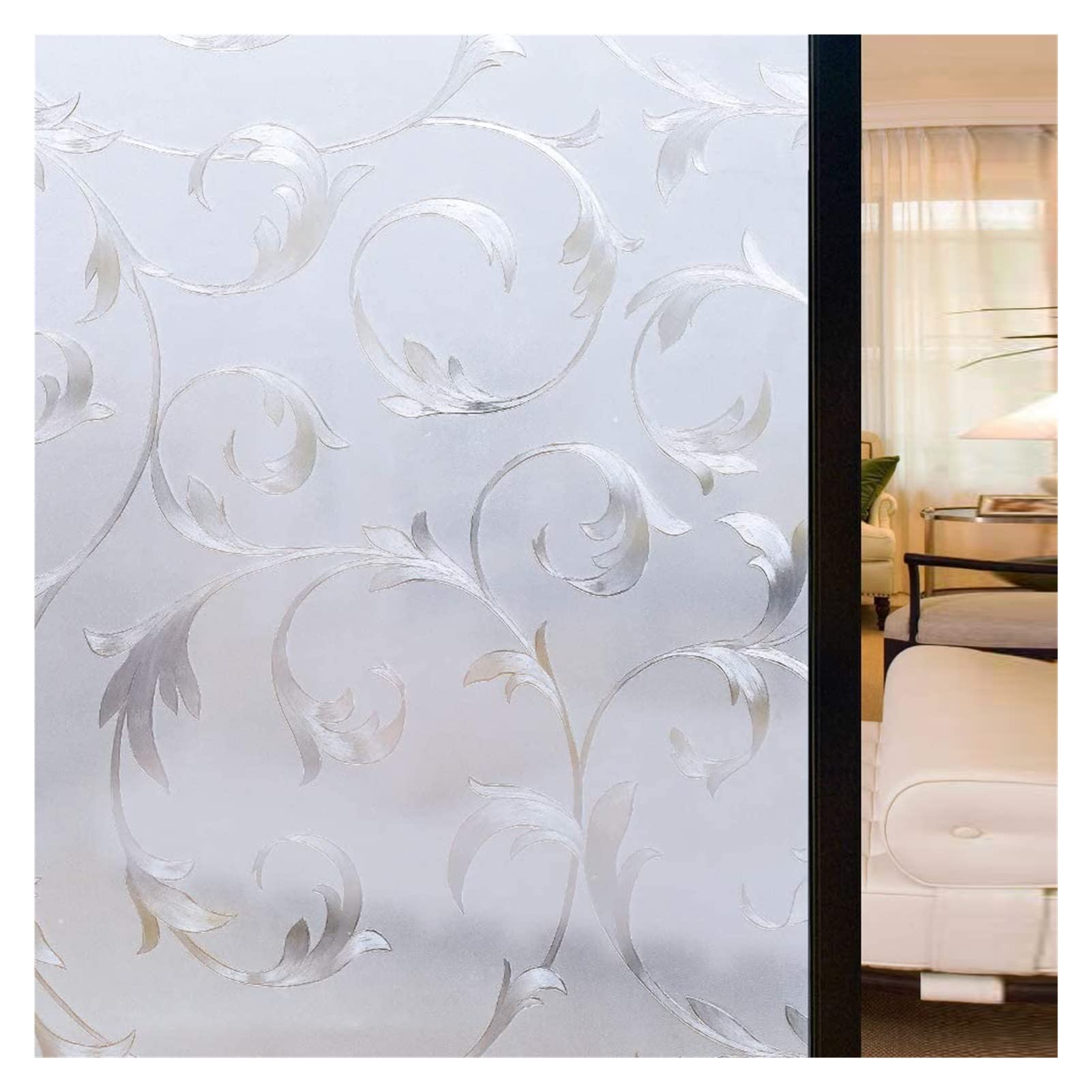 Stained Glass Window Film Stained Decorative Window Film Frosted Window Sticke Non Adhesive Static Cling Vinyl Glass Film Blocking Removable(I,45x100 cm)
