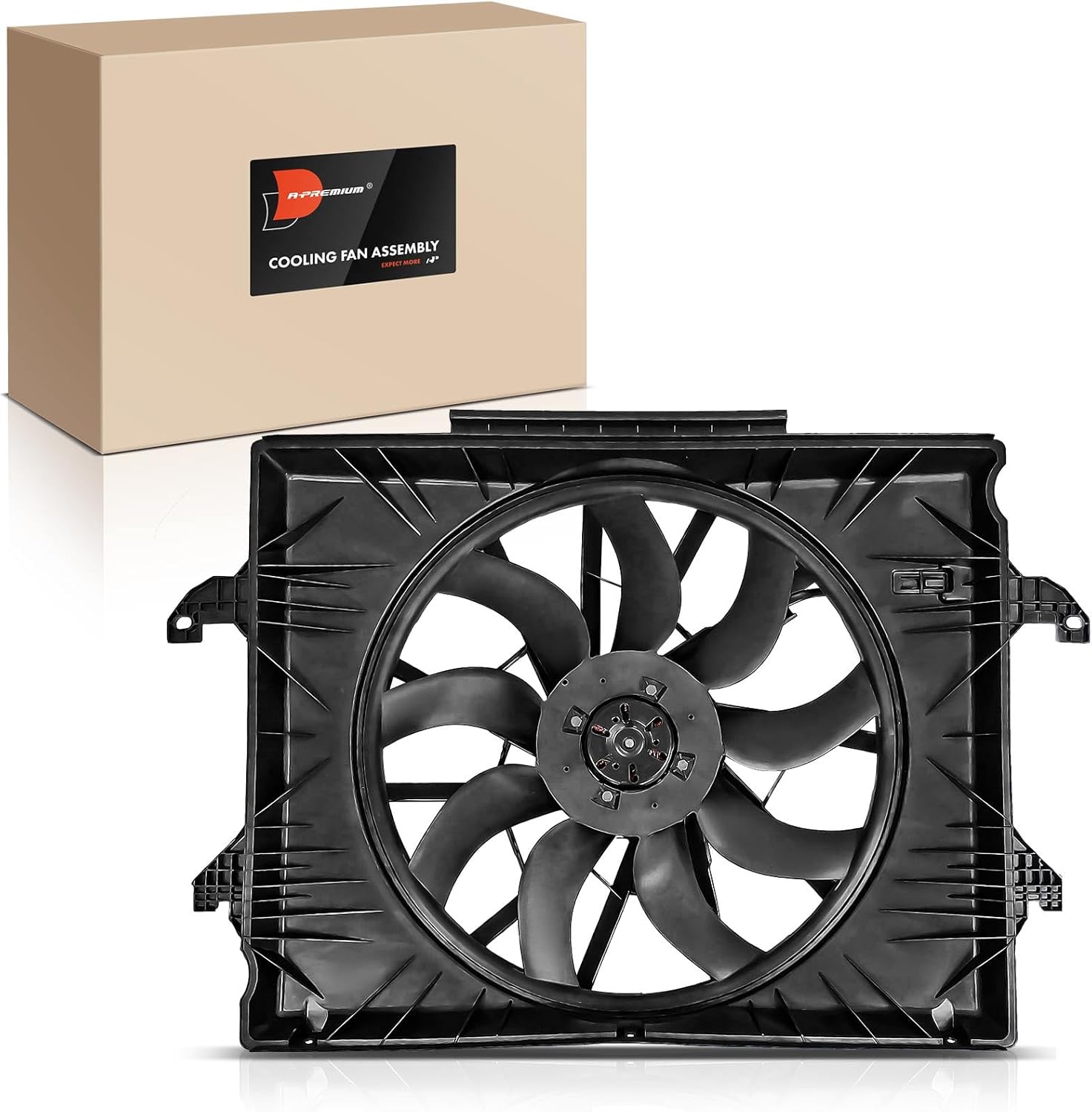 A-Premium Engine Radiator Cooling Fan Assembly with Brushless Motor Compatible with Select Ram & Jeep Models - 1500 2019-2022, Wagoneer 2022, 3.6L 5.7L - Replace# 68275634AD