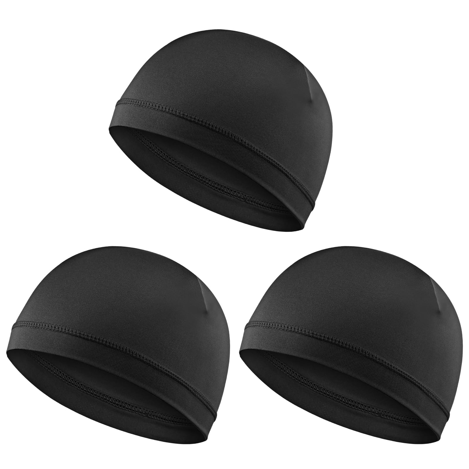 3Pcs Wave Caps for Men Elastic Band Durags Stocking Caps Soft Breathable Satin Durag Unisex Skull Beanie Hat Soft Lightweight Shower Cap Stretchy Helmet Liner Bath Headwear for Men Women Sport Running