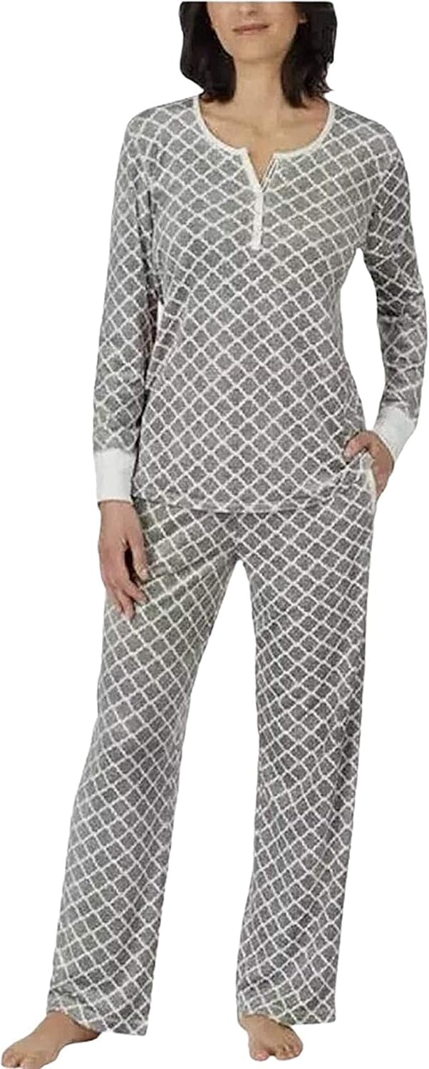 Nautica Womens 2 Piece Fleece Pajama Sleepwear Set(Mixed Grey - XXL)