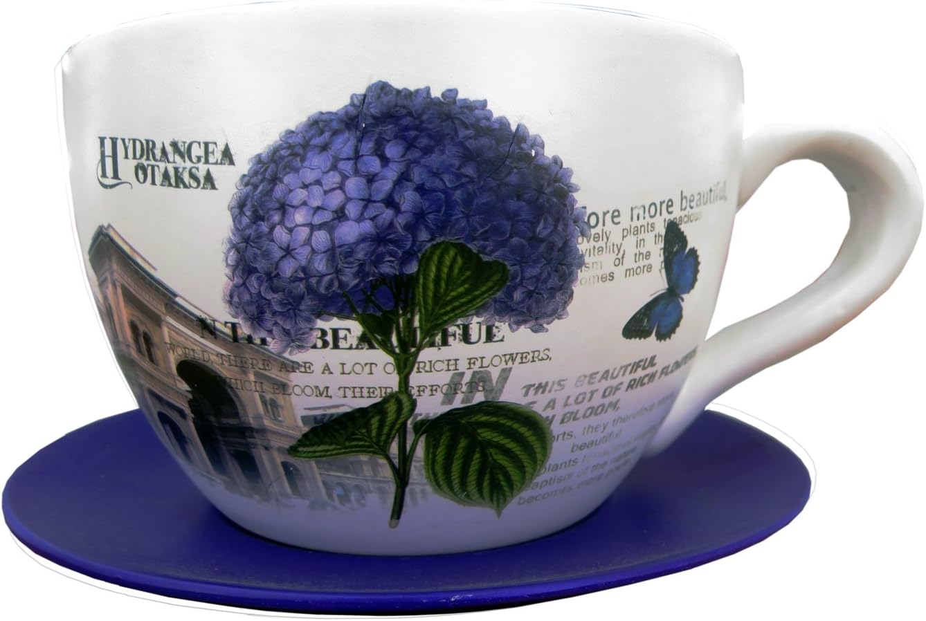 Hydrangea Otaksa Teacup Saucer Decorative Garden Planter 9.05" - 23cm